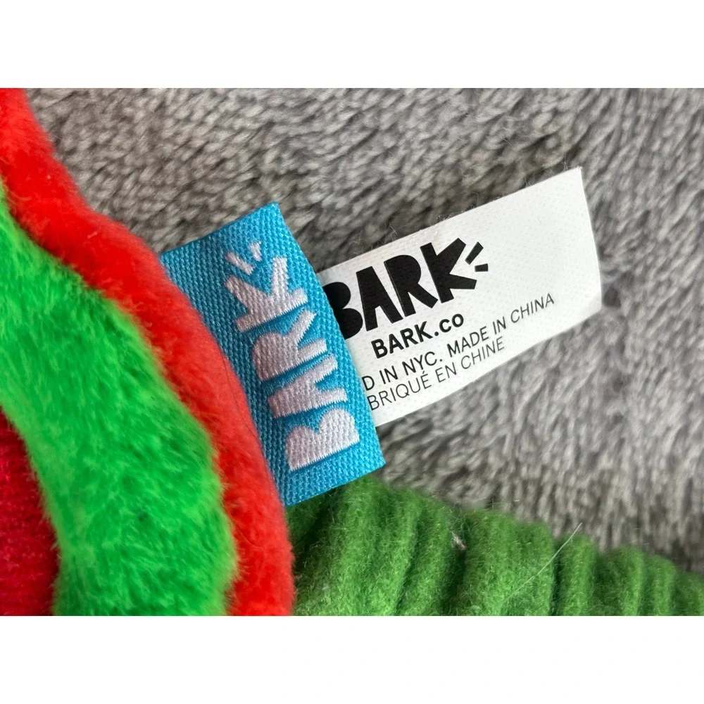 BARK Christmas Dog Mask Toy OS Green Red Holiday Squeaker Plush Accessory